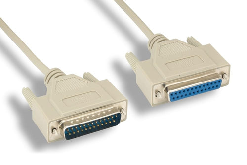 KENTEK 6 Feet FT DB25 Null Modem Serial Printer Cable Cord Connector 28 AWG RS-232 Crossover 25 Pin Male to Female M/F Molded D-Sub Port for PC Mac Linux Printer Data Transfer