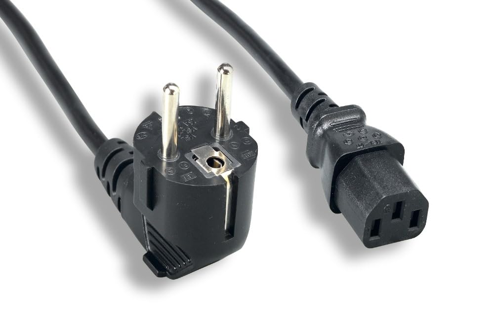 Kentek 6 Feet Ft US 3 Prongs AC Power Cord IEC320 C13 to EU Europe CEE 7/7 7/VII 3 prongs AC Outlet Cable 18 AWG Black International European Travel