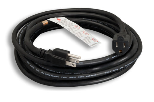 Kentek 100 Feet AC Power Cord 3 Prong Extension Cable NEMA5-15P to NEMA5-15R SJTW 12 AWG 20A 250V Heavy Duty Gauge Black