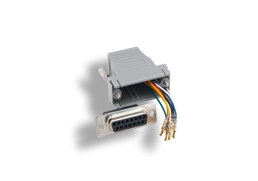 KENTEK D-Sub Modular Adapter DB15 Female to RJ45 RJ-45 Female F/F Serial Jack Plug Console Networking Ethernet Cat5E Cat6
