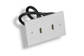 Kentek HDMI Wall Plate Cover Dual Port 2 Ports with 8 Inch 8" Extension Cables Pig-Tail Cord Connector Female to Female F/F White