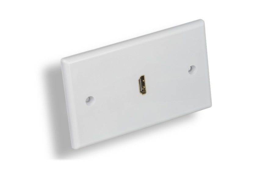 Kentek HDMI Wall Plate Cover Single Port 1 Port with 8 Inch 8" Extension Cables Pig-Tail Cord Connector Female to Female F/F White