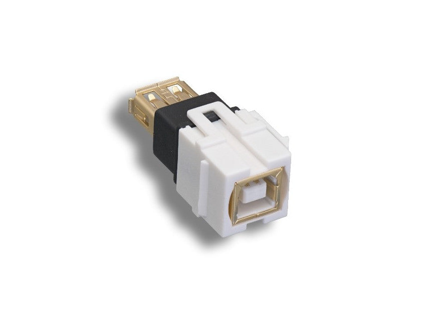 Kentek USB 2.0 Type A Keystone Feedthrough Female to Type B Female F/F Insert Snap-in Flush Type Module for Wall Plate Patch Panel